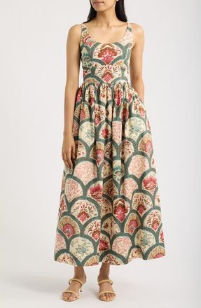 CeCe by Cynthia Steffe Print Sleeveless Midi Dress in Cream Multi at Nordstrom, Size Xx-Small