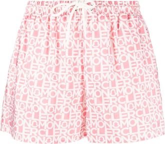 Moncler logo-print shorts - women - Polyester - 40 - Pink