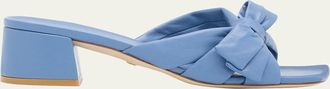 Stuart Weitzman Sofia Lambskin Bow Mule Sandals
