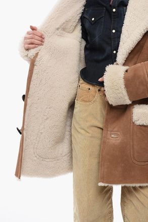 Dsquared2 3-Button Shearling Coat with Patch Pockets Dsquared2