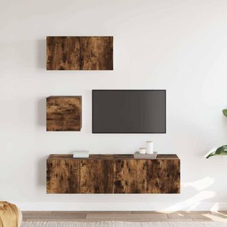 Berkfield Home Classic 4 Piece TV Cabinet Set Smoked Oak Engineered Wood in Brown