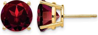 Diamond2Deal 14k Yellow Gold 9mm Garnet Earrings