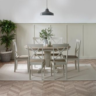 Furniturebox Padstow Wooden Extending Dining Table & 6 Millford Chairs in Grey
