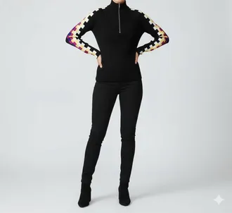 La Chic Designs Ribbed Half-Zip Knit Sweater In Black