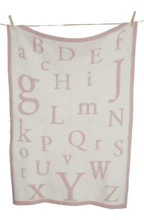 Barefoot Dreams CozyChic ABC Blanket in Dusty Rose/cream at Nordstrom