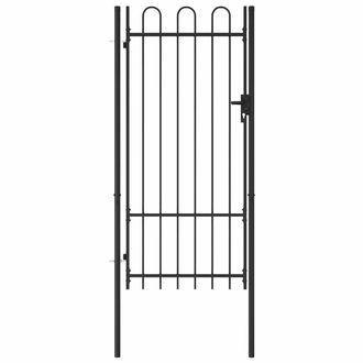 Berkfield Home Durable Fence Gate Single Door with Arched Top Steel 1x2 m Black