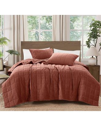 Brooklyn Loom Matte Cotton Velvet Channel Stitch Quilt Set
