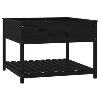 Berkfield Home Planter with Shelf Black 111.5x111.5x81 cm Solid Wood Pine