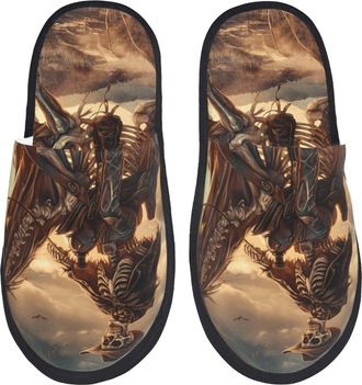 Generic Slipper Western Skeleton Cowboy Horse Cozy Hotel Slippers Reusable Indoor Shoes For Room Women Men L