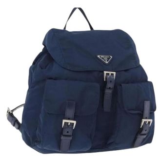 Prada Pre-owned Backpacks, female, Blue, Size: ONE SIZE Pre-owned Vintage Nylon Backpack
