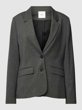 s.Oliver Black Label Blazer mit Knopfverschluss in Mittelgrau Melange, Gr&ouml;&szlig;e 34