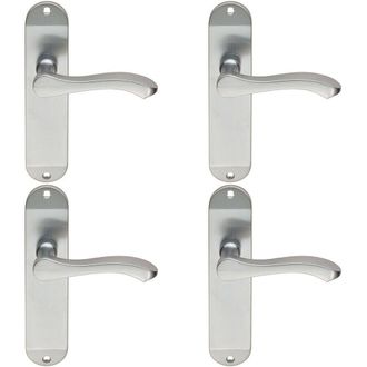 Loops 4x PAIR Scroll Lever Door Handle on Latch Backplate 180 x 40mm Satin Chrome