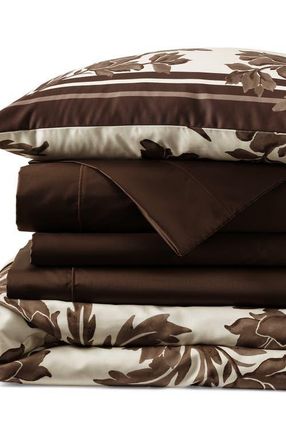 Lands End 700 Thread Count Luxe Sateen Egyptian Cotton No Iron Bed Pillow Sham in Dark Walnut Elegant Floral at Nordstrom, Size King