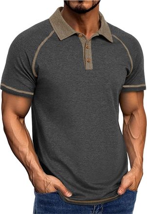 Generic Mens Fashion Summer Polo Shirts Big and Tall Lightweight Stretchy Cotton Casual Short Sleeve T-Shirts Moisture Wicking Athletic Golf Shirt Contract Ra