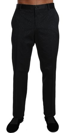 Dolce & Gabbana Mens Cotton Brocade Floral Trousers Black