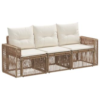 vidaXL Conjunto De Sof&aacute;s De Jard&iacute;n 3 Pcs Beige Y Blanco Crema Vidaxl