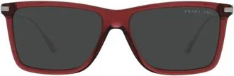 Prada 58mm Polarized Rectangular Sunglasses in Black at Nordstrom