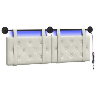 vidaXL Cabecero Colgante Con Luz Led Crema Terciopelo Vidaxl