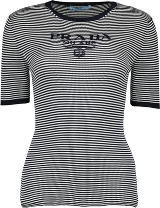 Prada Gestreept T-shirt - Dames - T-shirts - Zwart - M - Tops