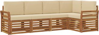 vidaXL Conjunto De Sof&aacute;s De Exterior 5 Uds. Natural Y Beige Poli&eacute;ster Vidaxl