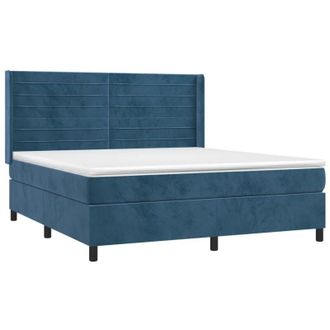 vidaXL Vidaxl - Cama Box Spring Colch&oacute;n Y Led Terciopelo Azul Oscuro 160x200 Cm