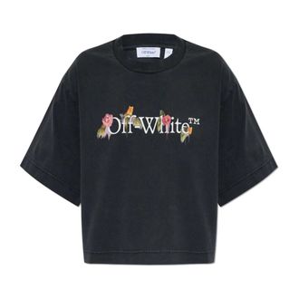 Off-white Tops, Dames, Grijs, M, Katoen, T-shirt met logo