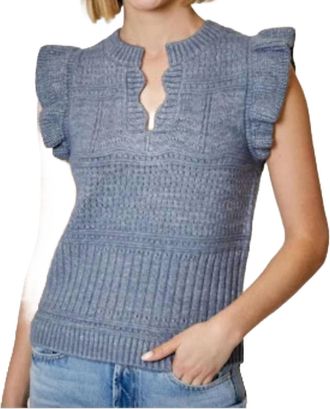 Design History Flutter Sleeve Sweater In Hush Blue