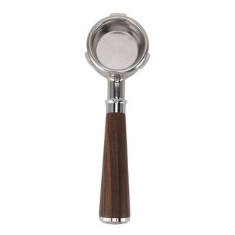 OEM Portafiltro Sin Fondo De 58 Mm Con 3 Puntas Para M&aacute;quinas De Caf&eacute;/bar, De Acero Inoxidable Con Mango De Madera Maciza - Modelo A, Palisandro Negro
