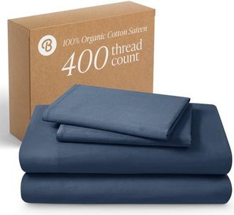 Bare Home 400 Thread Count Organic Cotton Sateen Sheet Set in Bering Sea at Nordstrom, Size Twin X-Long