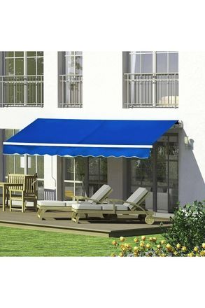 Living and Home 4m W x 3m D Retractable Patio Awning in Blue
