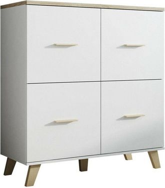 Mirjan24 Mobilier1 - Aparador Larfloi 105, Roble Wotan + Negro, 119x110cm, N&uacute;mero De Puertas: 045cm, Estanter&iacute;as, Aglomerado Laminado