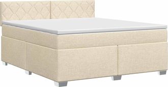 vidaXL Cama Box Spring Con Colch&oacute;n Crema 160 X 200 Cm Tela Vidaxl