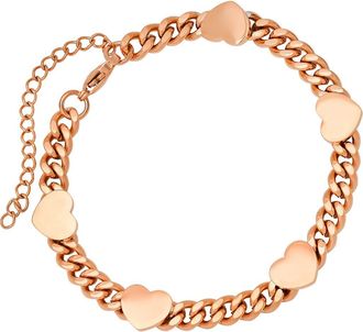 HMY Jewelry 18K Rose Gold Plated Stainless Steel Heart Bracelet at Nordstrom Rack