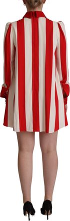 Dolce & Gabbana Womens Striped Viscose Shirt Dress Red Acetate Elastane