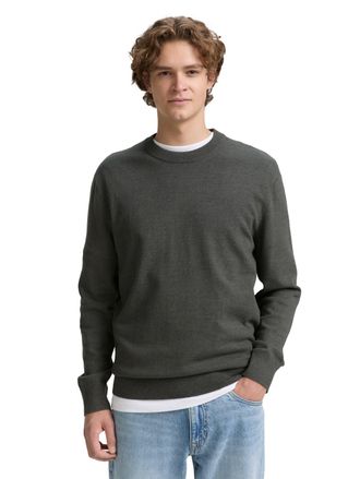 Tom Tailor Denim Strickpullover TOM TAILOR DENIM, Herren, Gr. XXL, gr&uuml;n (gr&uuml;n grau mouline), Strick, Obermaterial: 100% Baumwolle, regular fit taillenbedeckt, Rundhals