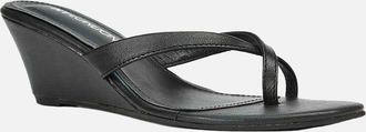 XY London Womens XY London Womens/Ladies Hattie Leather Low Wedge Sandals - Black - Size: 4