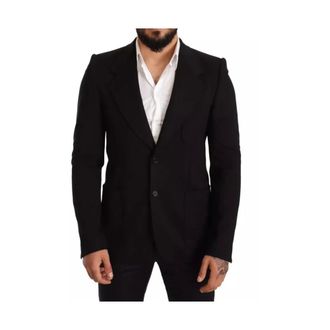 Dolce & Gabbana Blazers, male, Black, M, Black Wool Slim Fit Blazer Jacket