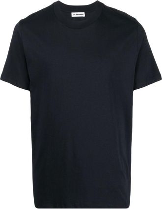 Jil Sander round-neck-short-sleeve T-shirt - men - Cotton - L - Blue