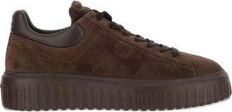 Hogan Bruine Su&egrave;de Platte Schoenen Ronde Neus - Heren - Sneakers - Bruin - 39 1/2 EU - Su&egrave;de - Schoenen