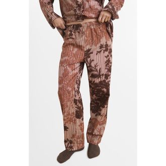Mango Blurred Print Cotton Pajama Pants in Brown at Nordstrom, Size X-Large