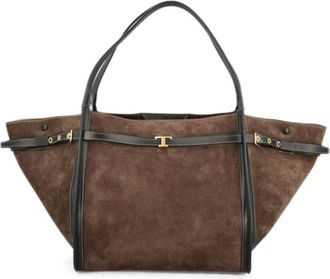 Tod's Tassen, Dames, Bruin, ONE Size, Leer, T Timeless Medium Leren Shopper