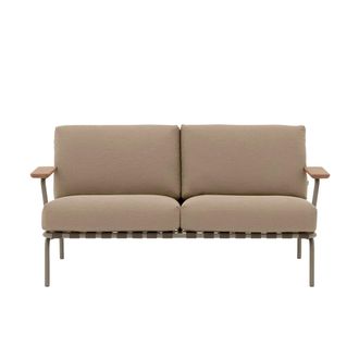 MUUTO Settle Outdoor 2-Sitzer Sofa, braun / taupe (Stoff Ribbed Weave 5)