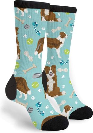 Generic Men Women Fun Dress Socks Border Collie Red Dog Athletic Crew Socks Super Soft Office Socks Anti Blister Crew Sports Socks For Climbing Walking Hiking