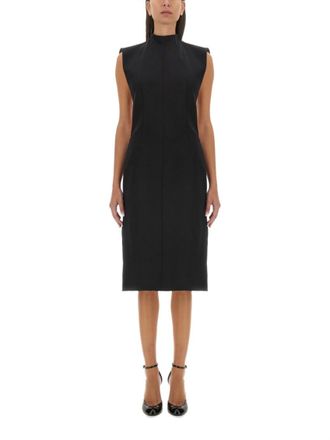 Sportmax Black Mock Collar Midi Dress