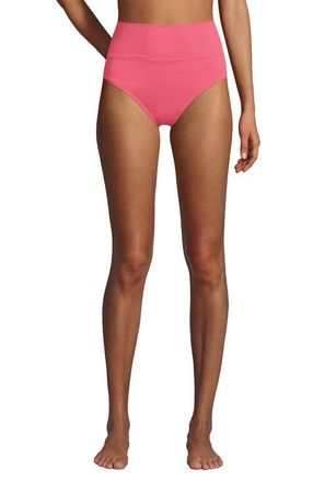 Lands End Chlorine Resistant Pinchless High Waisted Bikini Bottoms in Wood Lily at Nordstrom, Size 14