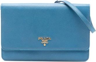 Prada Pre-owned Cross Body Bags, female, Blue, Size: ONE SIZE Pre-owned Vintage Saffiano Crossbody Bag