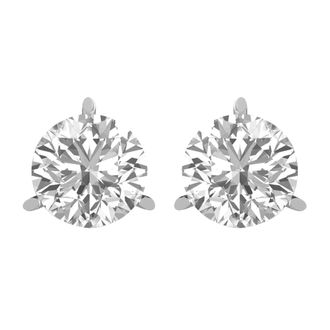 Diamond2Deal 14k Gold 10Ct Round Lab Grown Diamond Stud Earrings 3 Prong
