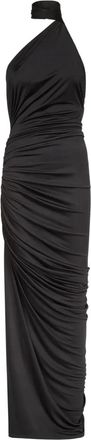 Ludovic de Saint Sernin Maxi-jurk met ruches en halternek - Zwart