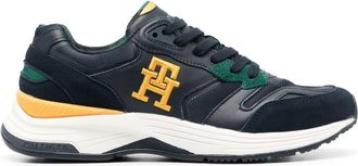 Tommy Hilfiger logo-embroidered lace-up sneakers - men - Polyester/Polyester/Rubber - 43 - Blue