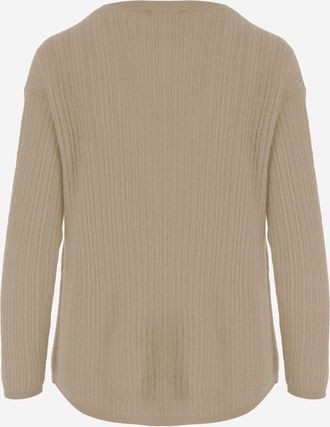 Allude Womens Cashmere Sweater With Curved Hem Beige